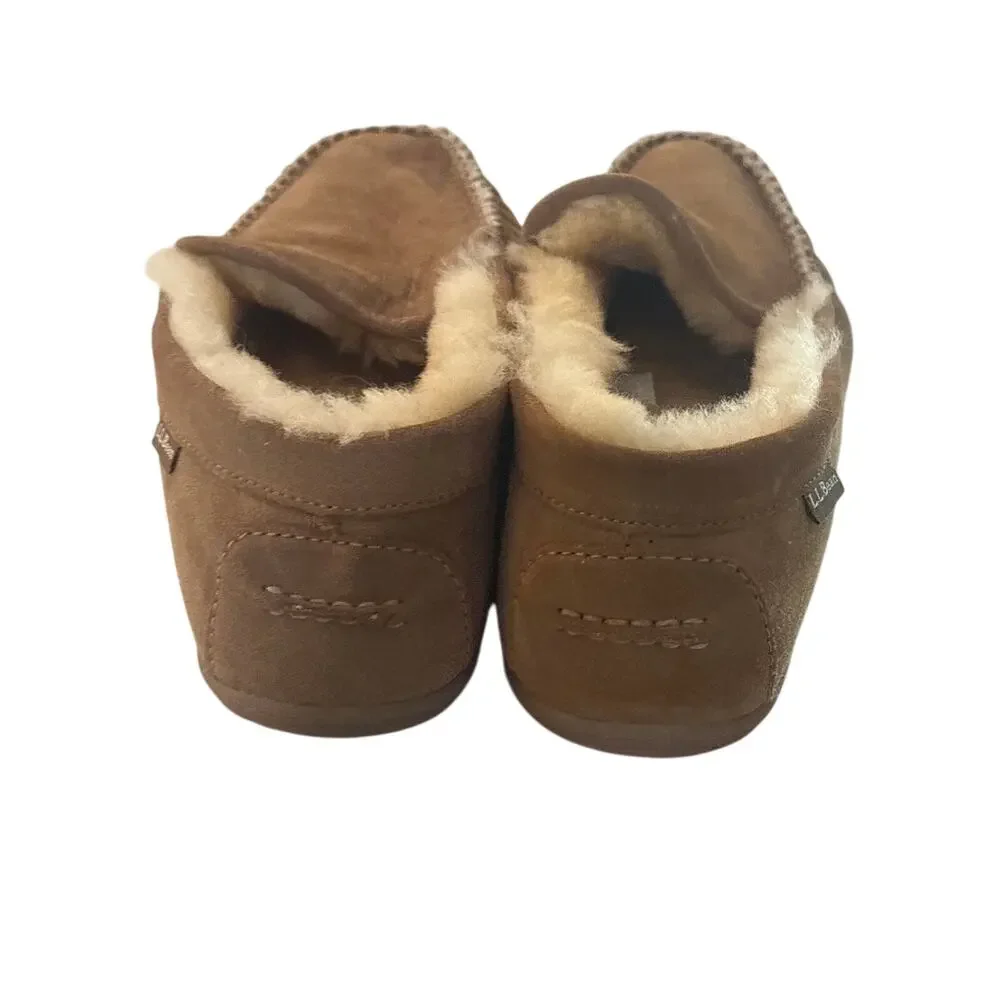 LL Bean Wicked Good Slippers Mens Size 13 Brown Suede Venetian Shearling Lined